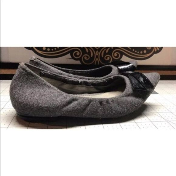 Me Too Shoes Grey Wool Bow Pointy Ballet Flats Y - Picture 11 of 13